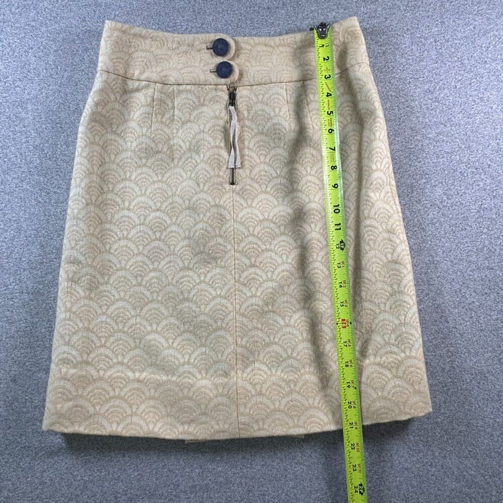Leifsdottir Anthropologie Skirt Women's 2 Cream Gold Wool Cotton Ruffle - Picture 8 of 9